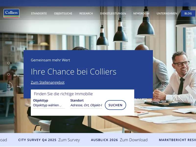 Screenshot of the Colliers website