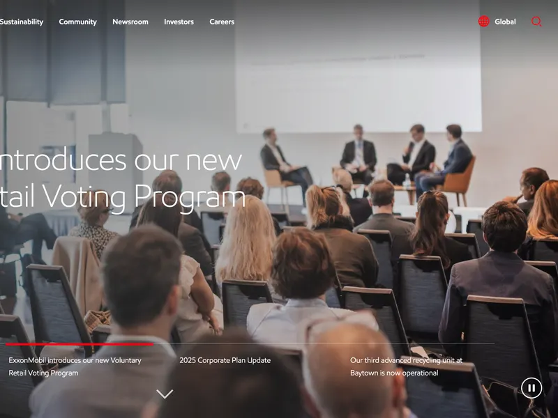Screenshot of the ExxonMobil website